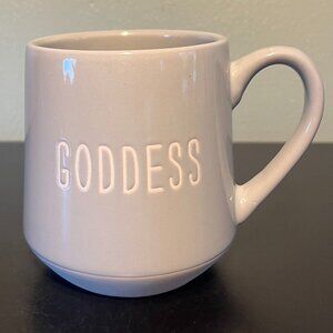 GODDESS Incised Glossy Gray Stoneware Mug with Unglazed Base